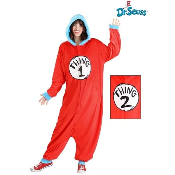 Dr. Seuss Thing 1 & 2 Costume Onesie for Adults -‎ Size L/XL - Picture 1 of 7